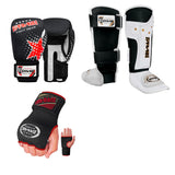Kids Gym Boxing Kit 9-12 Years | Boxing Gloves + Inner Gloves + T-tech Shinpads