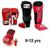 Kids Gym Boxing Kit 9-12 Years | Boxing Gloves + Inner Gloves + T-tech Shinpads