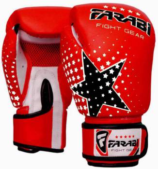 Farabi Kids Boxing Gloves Star 6 oz-red
