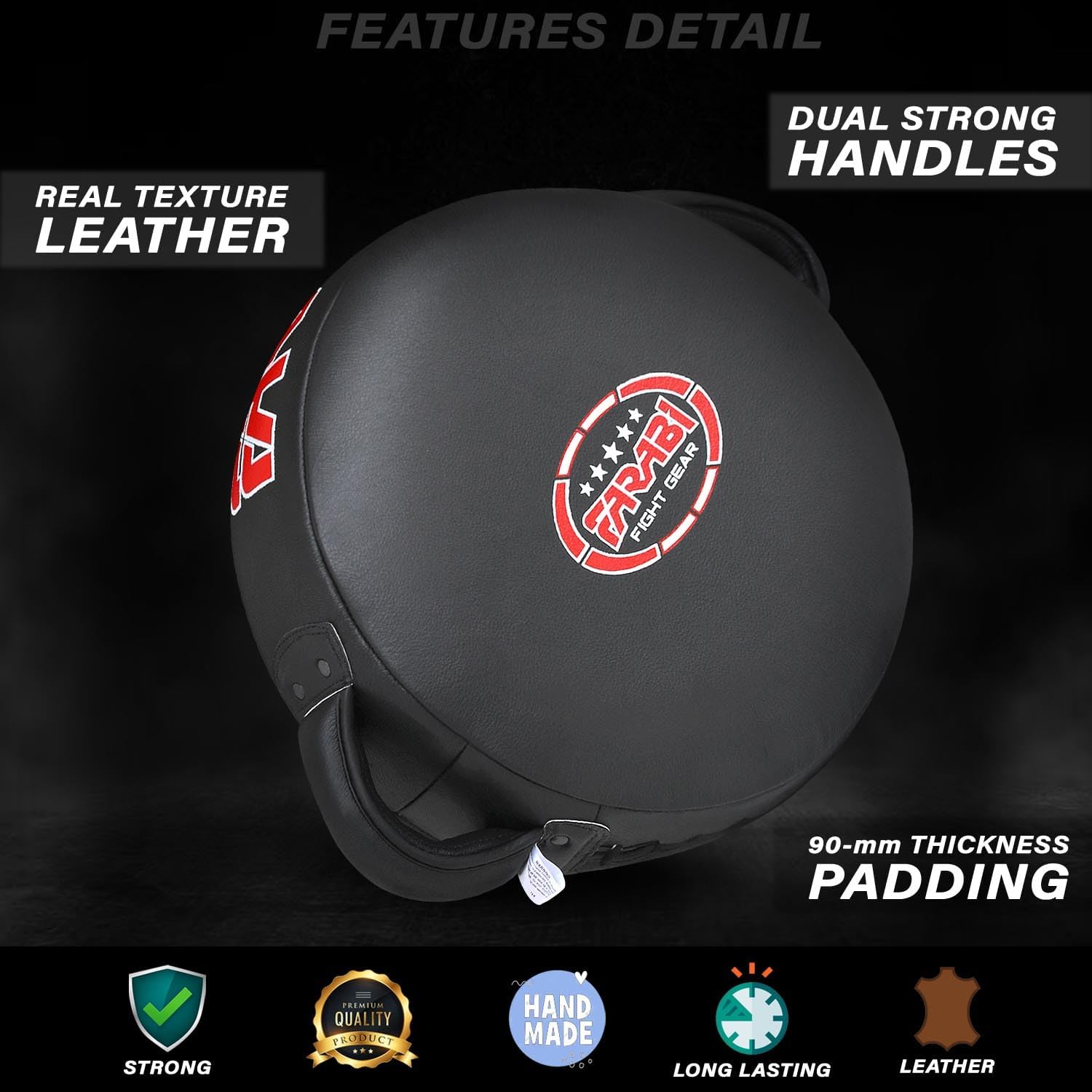 Farabi Leather Round Punch Shield – MMA, Muay Thai & Kickboxing Pad