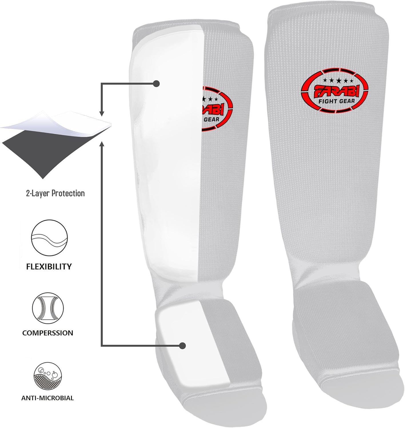 Farabi Shin Pads Instep Shin Guard for Kickboxing MMA Muay Thai Boxing Gym Training Elasticated Pads