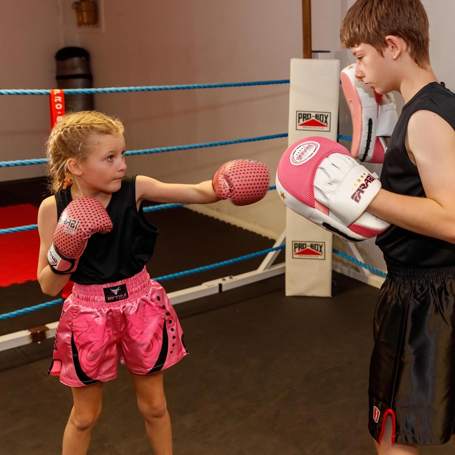 Farabi Kids 4oz Pink Star Boxing Gloves – Muay Thai, Kickboxing & Punching Bag Training