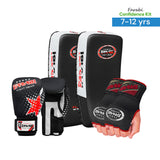 Farabi Confidence Kit 7-12Years | Boxing Gloves + Inner Gloves + Pair of Thai Pads