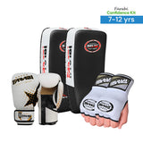 Farabi Confidence Kit 7-12Years | Boxing Gloves + Inner Gloves + Pair of Thai Pads