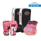 Farabi Confidence Kit 6-12Years | Boxing Gloves + Inner Gloves + Pair of Thai Pads