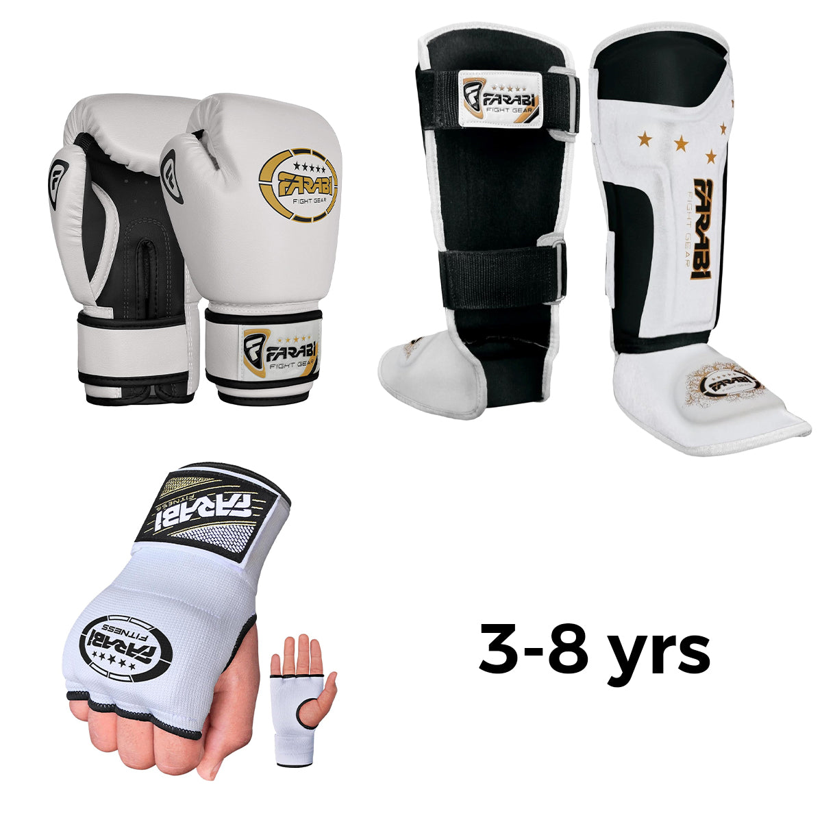 Kids Gym Boxing Kit 3-8 Years | Boxing Gloves + Inner Gloves + T-tech Shinpads