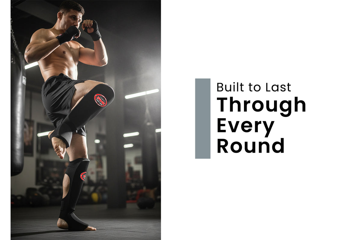 Farabi Shin Pads Instep Shin Guard for Kickboxing MMA Muay Thai Boxing Gym Training Elasticated Pads - gallery image