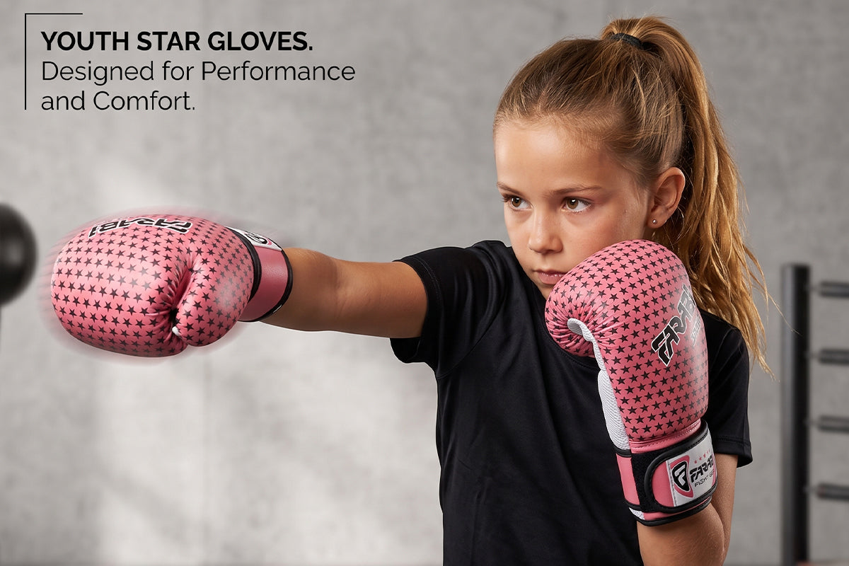Farabi Kids 4-0z Pink Star Boxing Gloves - gallery image